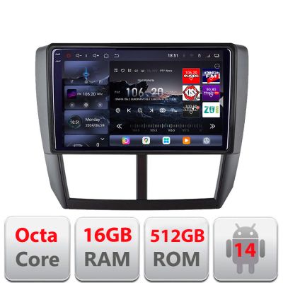 Navigatie Subaru Forester 2007-2013 Edotec Kit-SU01 8 core QLED 2K 12+256GB 360 Android Waze USB Navigatie Internet Youtube Radio