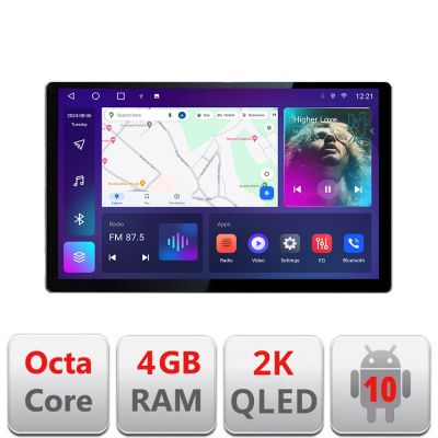 Navigatie Fiat Ducato 2021- Qled 2K Octa Core 4+32 LTE 4G DSP Wifi 5Ghz android auto carplay radio gps internet KIT-ducato2024+EDT-E413-2K
