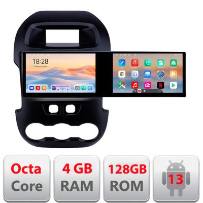 Navigatie Ford Ranger Kit-245 Edotec 2 ecrane  8 core 4+128 21.6 inch Incell android Wifi 5Ghz gps internet