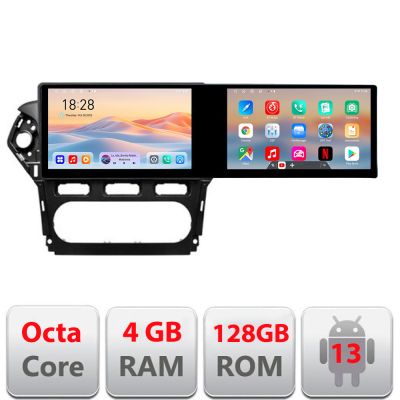 Navigatie Ford Mondeo 2010-2014 Kit-mondeo-clima Edotec 2 ecrane  8 core 4+128 21.6 inch Incell android Wifi 5Ghz gps internet