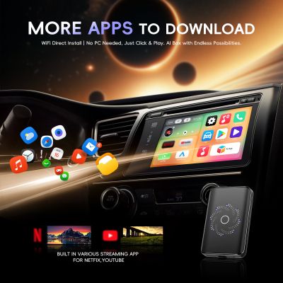 Modul Wireless Apple CarPlay și Android Auto ARTIE SYNC, Android 12.0, Quad-Core, 4GB RAM + 32GB Stocare, Wi-Fi Dual Band, Bluetooth 5.4, Chip RK3528, Ieșire HDMI, RGB.