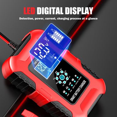 Redresor pentru Baterii 12V 10A / 24V 5A - Încărcător Baterii cu Funcție de Reparare și Protecție AI, Ecran LED, Senzor Temperatură și Încărcare în 7 Etape, Răcire activă, Funcție de Desulfatare și Siguranță Multiplă