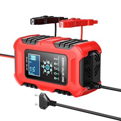 Redresor pentru Baterii 12V 10A / 24V 5A - Încărcător Baterii cu Funcție de Reparare și Protecție AI, Ecran LED, Senzor Temperatură și Încărcare în 7 Etape, Răcire activă, Funcție de Desulfatare și Siguranță Multiplă