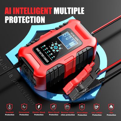 Redresor pentru Baterii 12V 10A / 24V 5A - Încărcător Baterii cu Funcție de Reparare și Protecție AI, Ecran LED, Senzor Temperatură și Încărcare în 7 Etape, Răcire activă, Funcție de Desulfatare și Siguranță Multiplă
