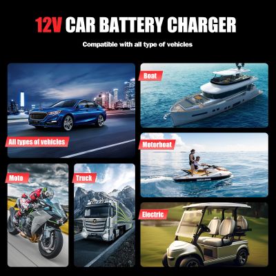 Redresor pentru Baterii 12V 10A / 24V 5A - Încărcător Baterii cu Funcție de Reparare și Protecție AI, Ecran LED, Senzor Temperatură și Încărcare în 7 Etape, Răcire activă, Funcție de Desulfatare și Siguranță Multiplă