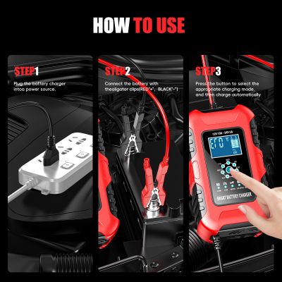 Redresor pentru Baterii 12V 10A / 24V 5A - Încărcător Baterii cu Funcție de Reparare și Protecție AI, Ecran LED, Senzor Temperatură și Încărcare în 7 Etape, Răcire activă, Funcție de Desulfatare și Siguranță Multiplă