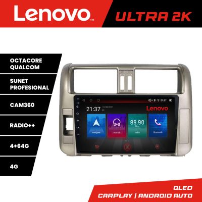 Navigatie Toyota Landcruiser Prado J150 2009-2014, Lenovo Ultra Original, Qualcomm 8-Core, 4G, Camera 360, CarPlay Wireless, 4+64GB, 10.1"