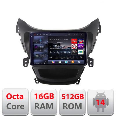 Navigatie Hyundai Elantra 2011-2013 Edotec Kit-092 8 core QLED 2K 16+512GB 360 Android Waze USB Navigatie Internet Youtube Radio