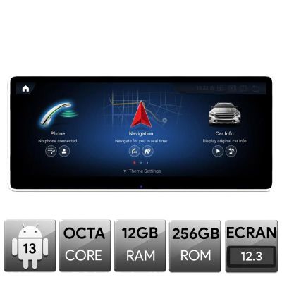 Navigatie Mercedes C W204 NTG4 2007-2011, Android, Octa Core, 12+256, 12.3", Qled 2K 2400x900, Qualcomm 680