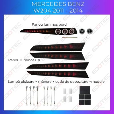 Lumini Ambientale NIGHTVIBE Mercedes Benz W204 set complet cu trimuri control telefon sau sistem original