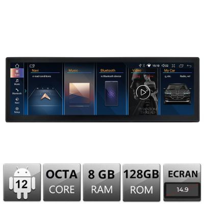 Navigatie BMW X5 X6 E70 E71 2009-2012 cu ecran CIC Android ecran 14.9" 8+128 4G BT camere 360