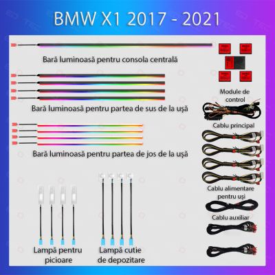 Lumini Ambientale NIGHTVIBE  BMW X1 (F48) 2016-2020 dedicat set complet control telefon sau sistem original