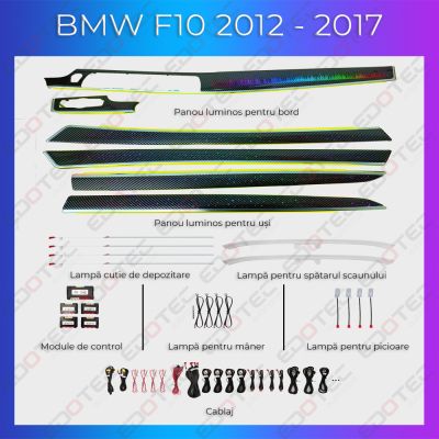 Lumini Ambientale NIGHTVIBE  BMW Seria 5 (F10) 2012-2017 dedicat set complet cu trimuri control telefon sau sistem original