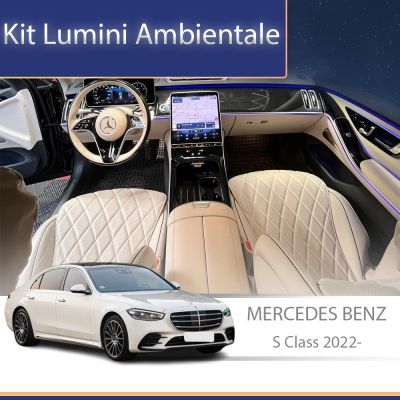 Lumini Ambientale NIGHTVIBE difuzoare stalpi fata Mercedes Clasa S W223 control pe sistemul original sau telefon