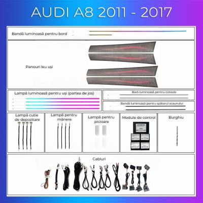 Lumini Ambientale NIGHTVIBE Audi  A8 2011-2017 set complet control telefon sau sistem original