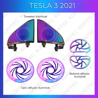 Lumini Ambientale NIGHTVIBE Tesla Model 3 2021 tweeter iluminat control telefon