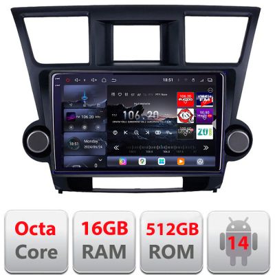 Navigatie Toyota Highlander 2007-2013 Android radio gps internet 8 core QLED 2K 16+512GB 360 Edotec