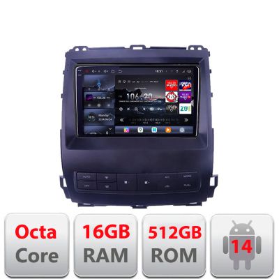 Navigatie Toyota Prado J120 2002-2009 Edotec Kit- j120 8 core QLED 2K 16+512GB 360 Android Waze USB Navigatie Internet Youtube Radio