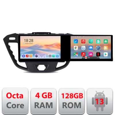 Navigatie Ford Transit Kit-845 Edotec 2 ecrane  8 core 4+128 21.6 inch Incell android Wifi 5Ghz gps internet